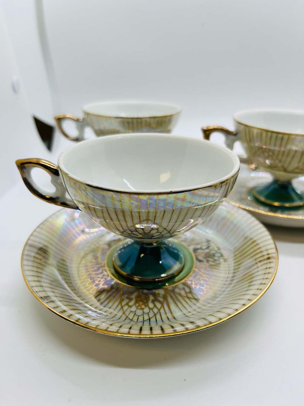 Set/5 Vintage Royal Halsey Japan Demitasse Tea Cups and Saucers